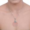 Handmade Rose Quartz Disk Pendant: Sterling Silver Garnet Accent