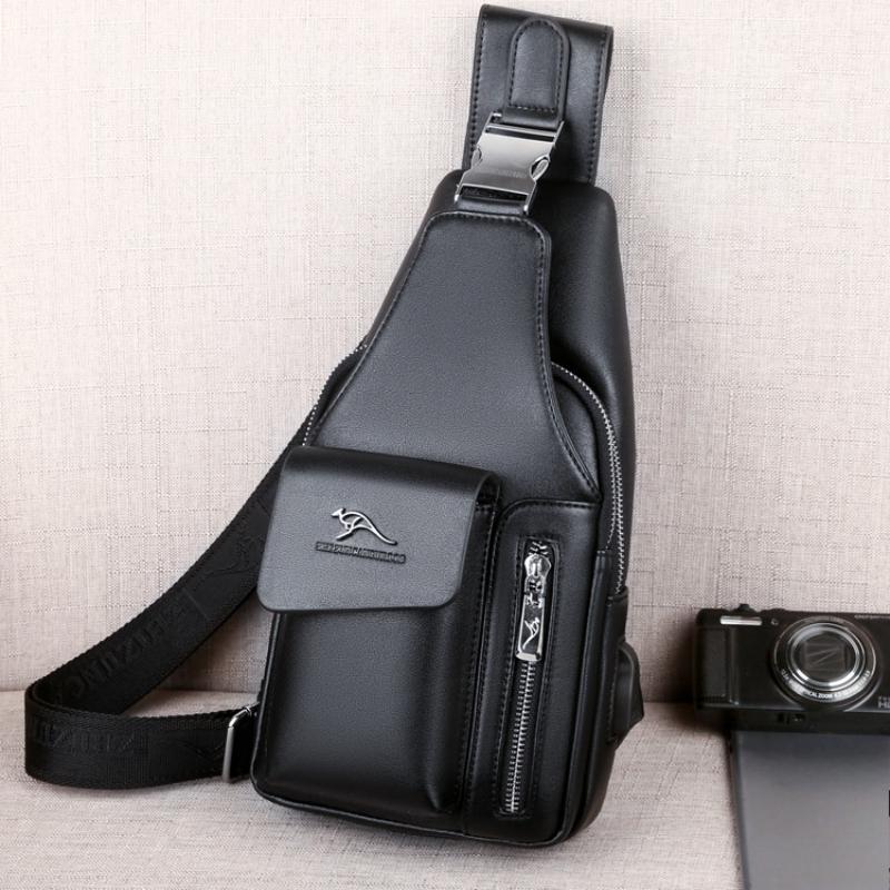 

Мужская нагрудная сумка USB Одноплечевая сумка-мессенджер Нагрудная сумка Повседневная модная сумка Диагональный рюкзак 17cm*6.5cm*31cm чёрный