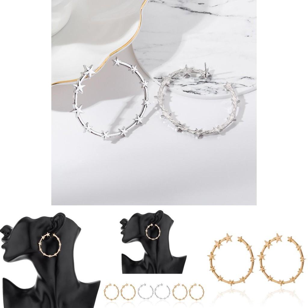 Trendy Alloy Star Circle Earrings For Women Geometric Design Fashion Jewelry