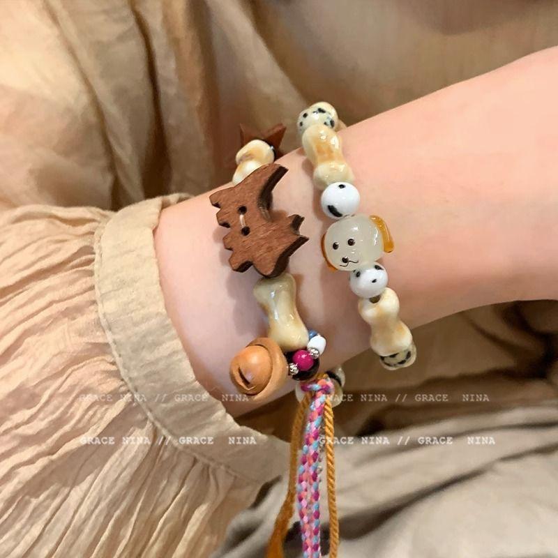 Cute Puppy Woven Braided Bracelet Handmade Jewelry For Women Couples