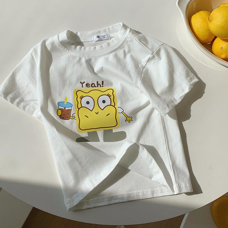 Casual T-shirt met Korte Mouwen voor Meisjes - Zomer Kinder Schattig Katoenen Top met Ronde Hals