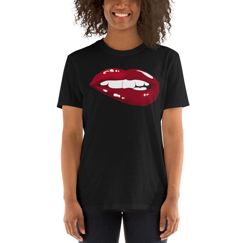 SEXY GLOSSY BITING LIPS SEDUCT MESSAGE GREAT GRAPHIC Short-Sleeve Unisex T-Shirt 2XL