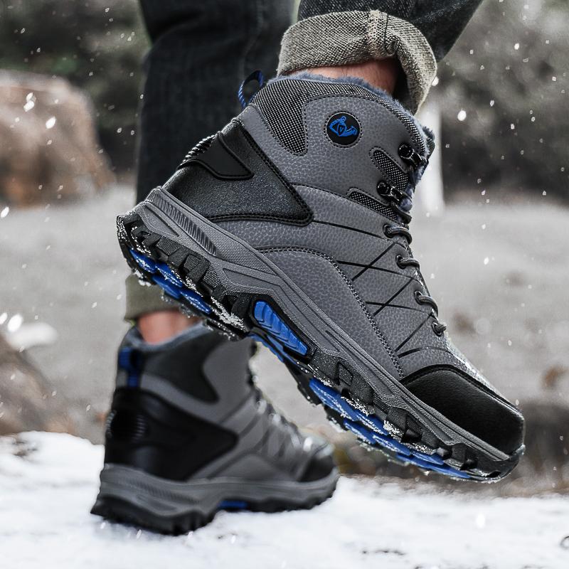 TUINANLE Men's Winter High-Top Cotton Shoes: Warm Velvet, Outdoor Mountaineering, Casual Sports Footwear.