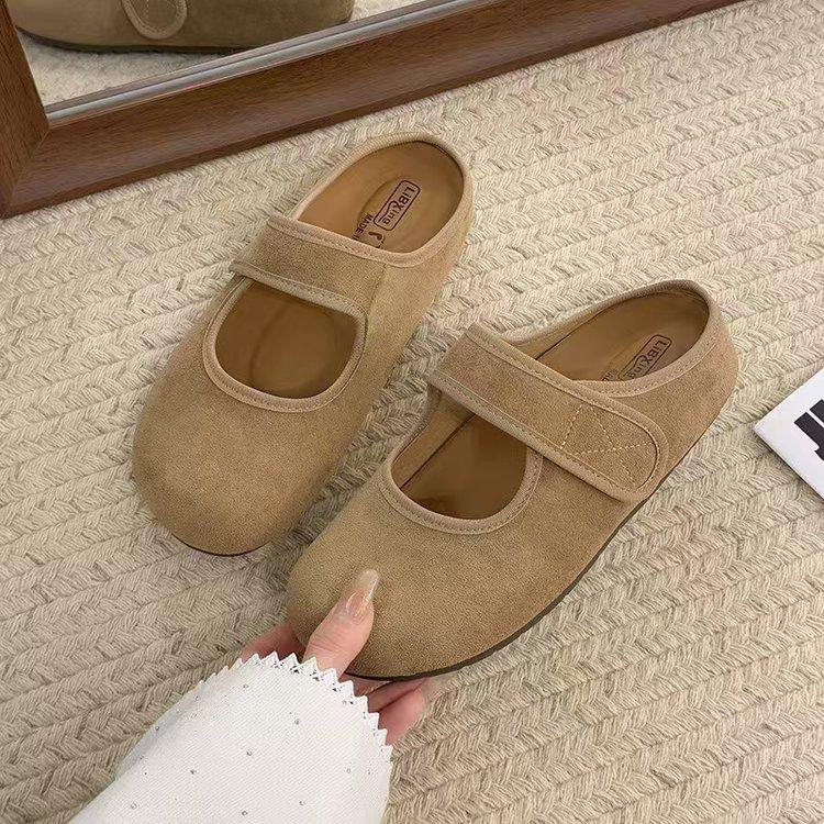 

Mary spring and summer bag head leather soft bottom ugly and cute versatile one pedal half drag 2025 new retro style outside wear 40 верблюд