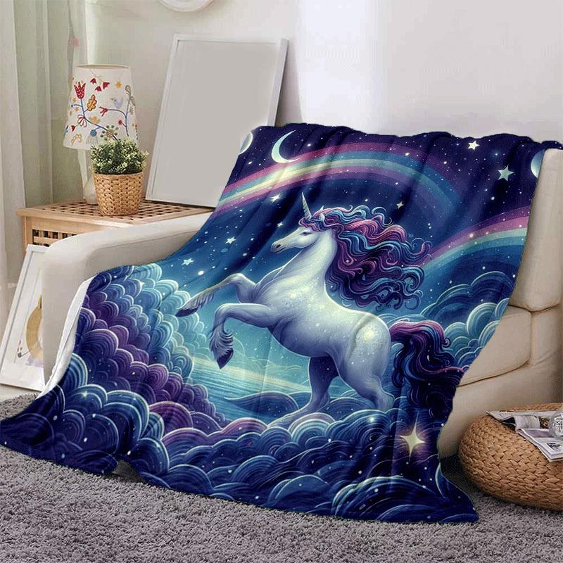 

1pc Horse Printing Lightweight Flannel Blanket, Comfortable and Warm Blanket, for Camping Sofa Bed and Couch Office, in All Seasons 130cmx150cm