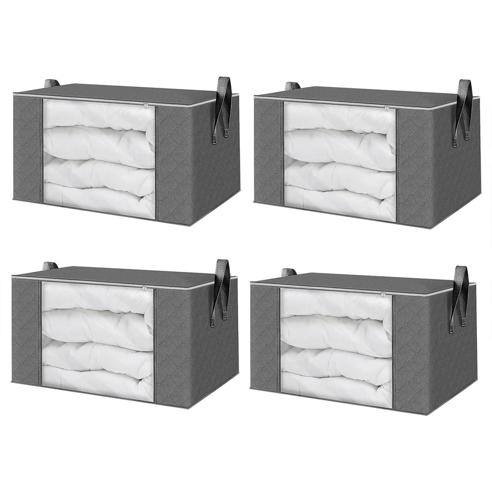 

Компактный шкаф на 90 л, набор из 4 предметов с застежкой-молнией, складной гардеробный ящик, гардероб, одежда, одеяла, контейнер для простыней, коробка для свитера серый