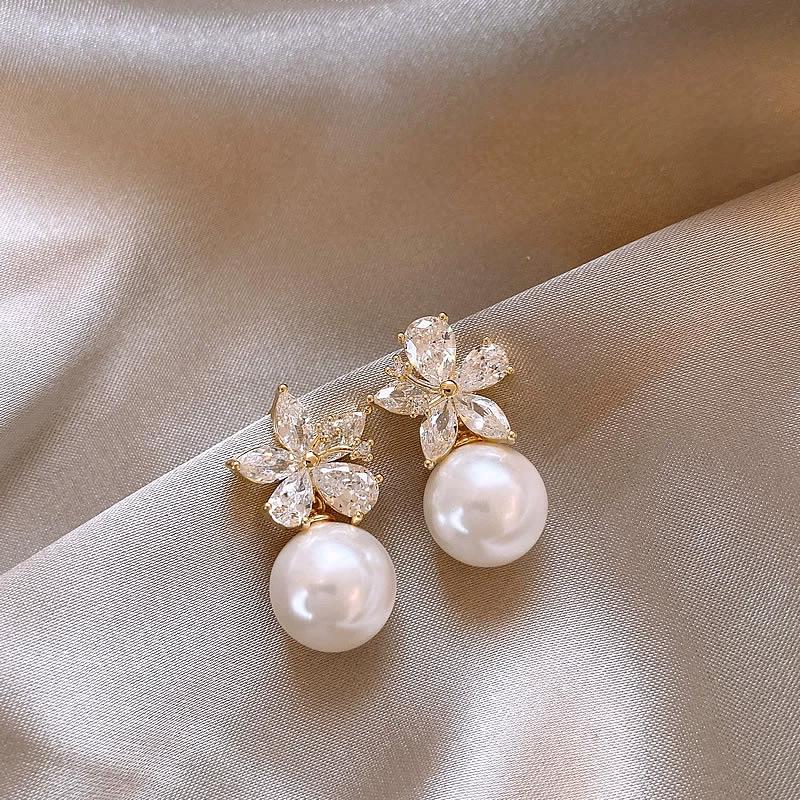 

Серьги-подвески с цветком из жемчуга Серебряная игла высокого класса - Модная ретро французская элегантность