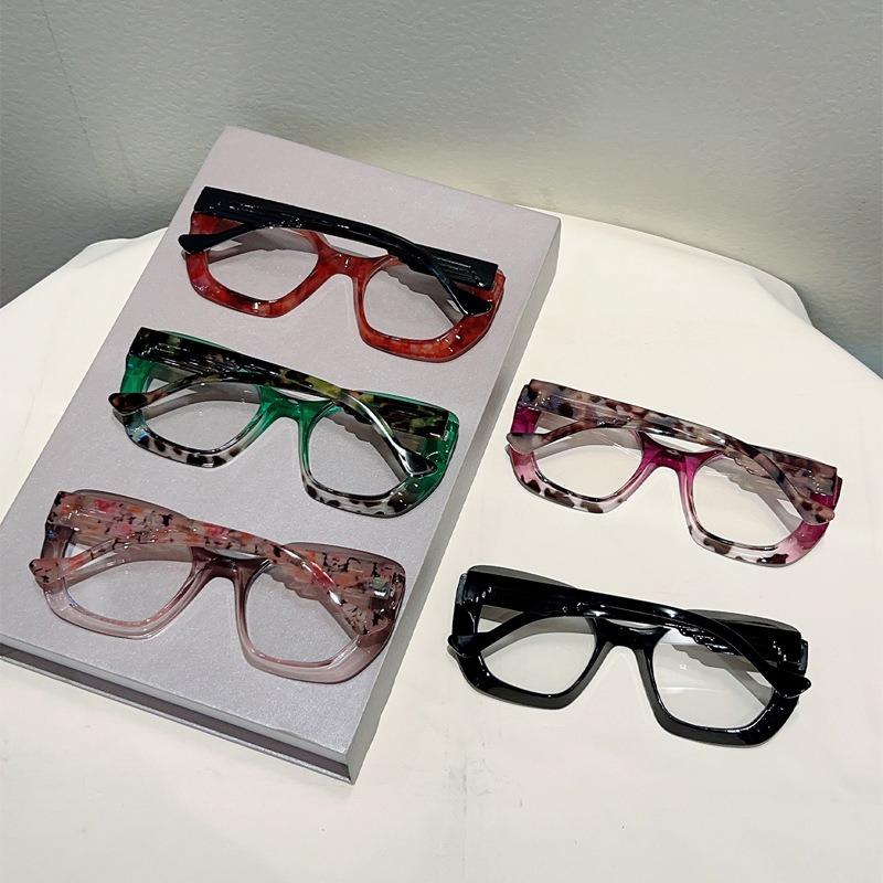 Fashion Leopard Splicing Color Large Frame Cat Eye Anti Blue Light Eyeglasses Men Women FULL Frame High Definition Eyewear