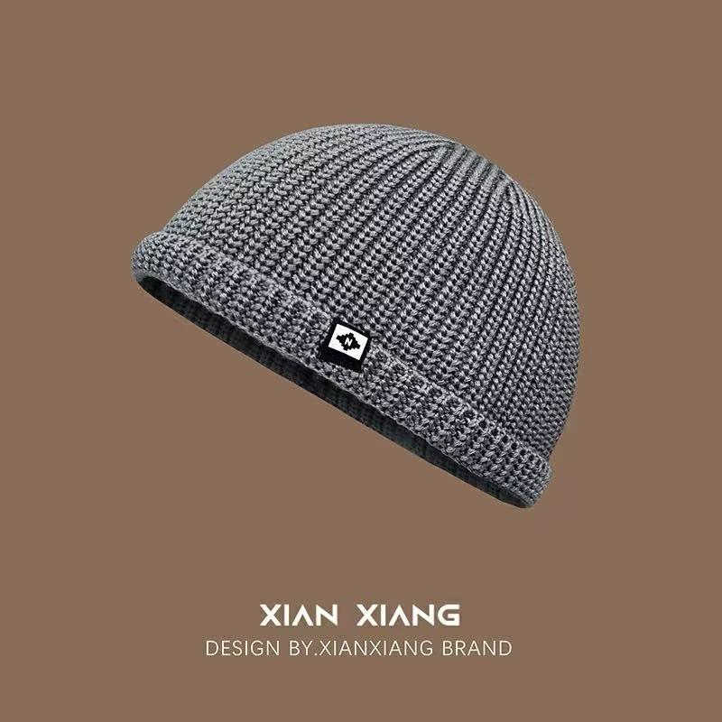 Cold hat men's autumn and winter tide warm knitted hat versatile velvet ear protector wool hat women's bag head hat