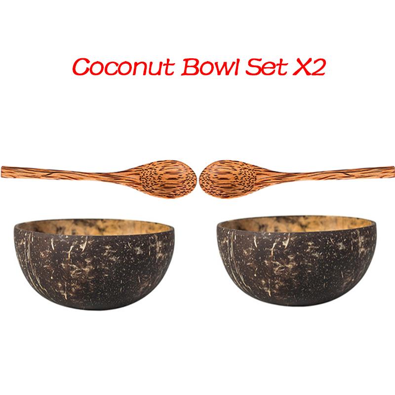 Kreativní přírodní kokosová dřevěná miska ekologická ovocný salát nudle rýže zmrzlina dřevěná miska umělecké řemeslné dekorace