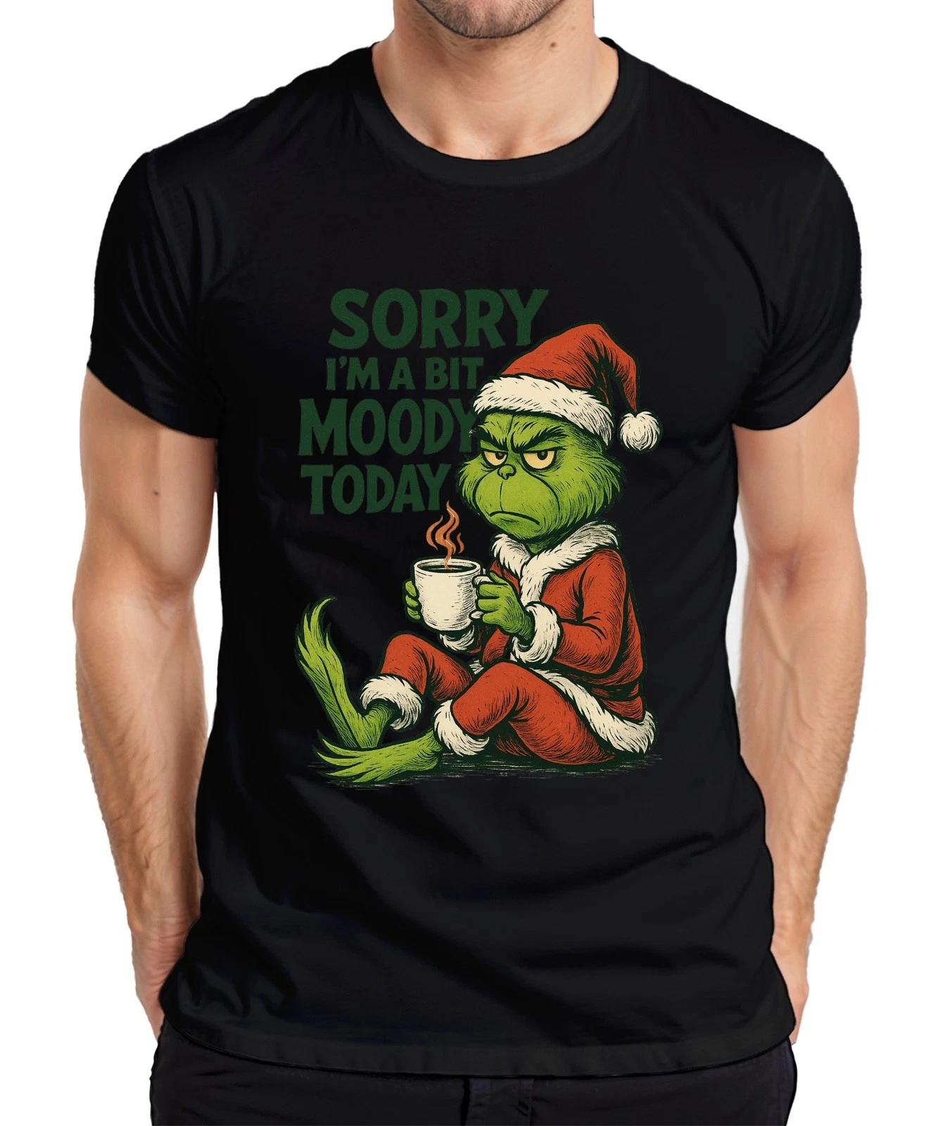 Grinch Weihnachten Sorry I m a bit moody Kaffee lustig Vintage Herren T-Shirt L