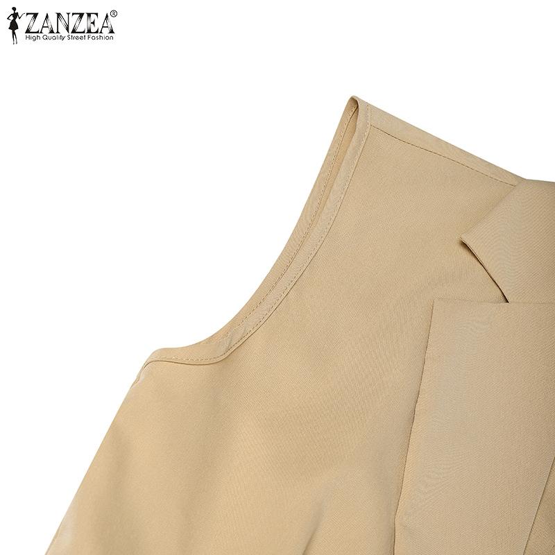 ZANZEA Womens Casual Turn Down Collar Loose Sleeveless Wide Leg Jumpsuits