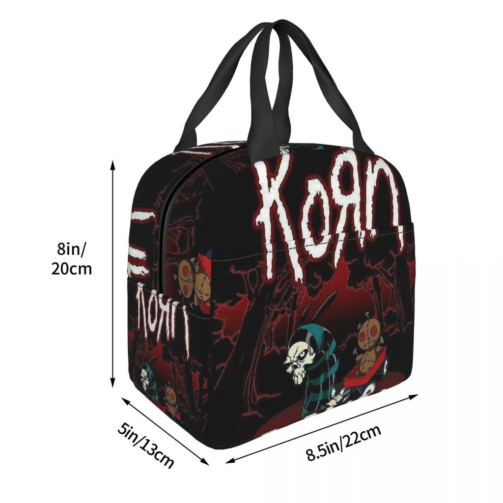 Korn Heavy Metal Band Album Tour 2024 Insulated Lunch Bag for Women Office Cooler Thermal Food Box Tote Lunch Boxes Container