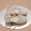 Girls High Heeled Shoes Wedding Party Glitter Rhinestone Pendants Shiny Glitter Fashion Princess Kids Leather Dress Shoes