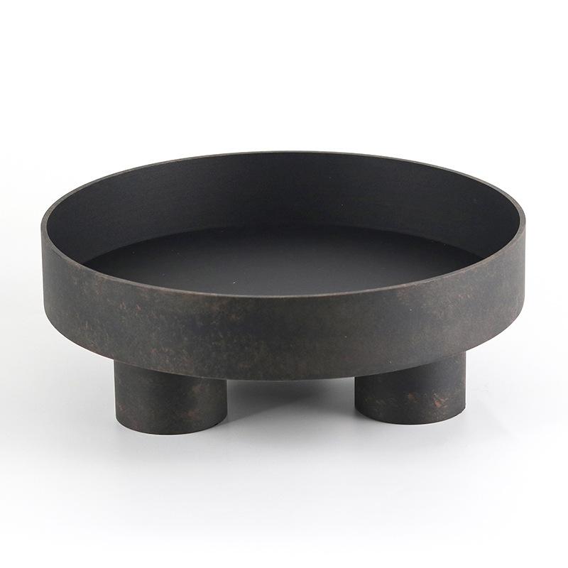 Nordic Three-legged Round Metal Fruit Plate Ornaments Home Model Room Living Room Bedroom Dining Room Storage Tray Decorations