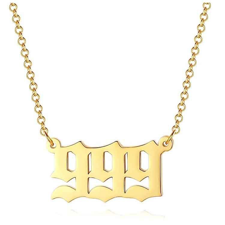 Stainless Steel Angel Number Lucky Numbers Necklaces 111 222 333 444 555 777 888 999 666 000 Women Pendant Necklace