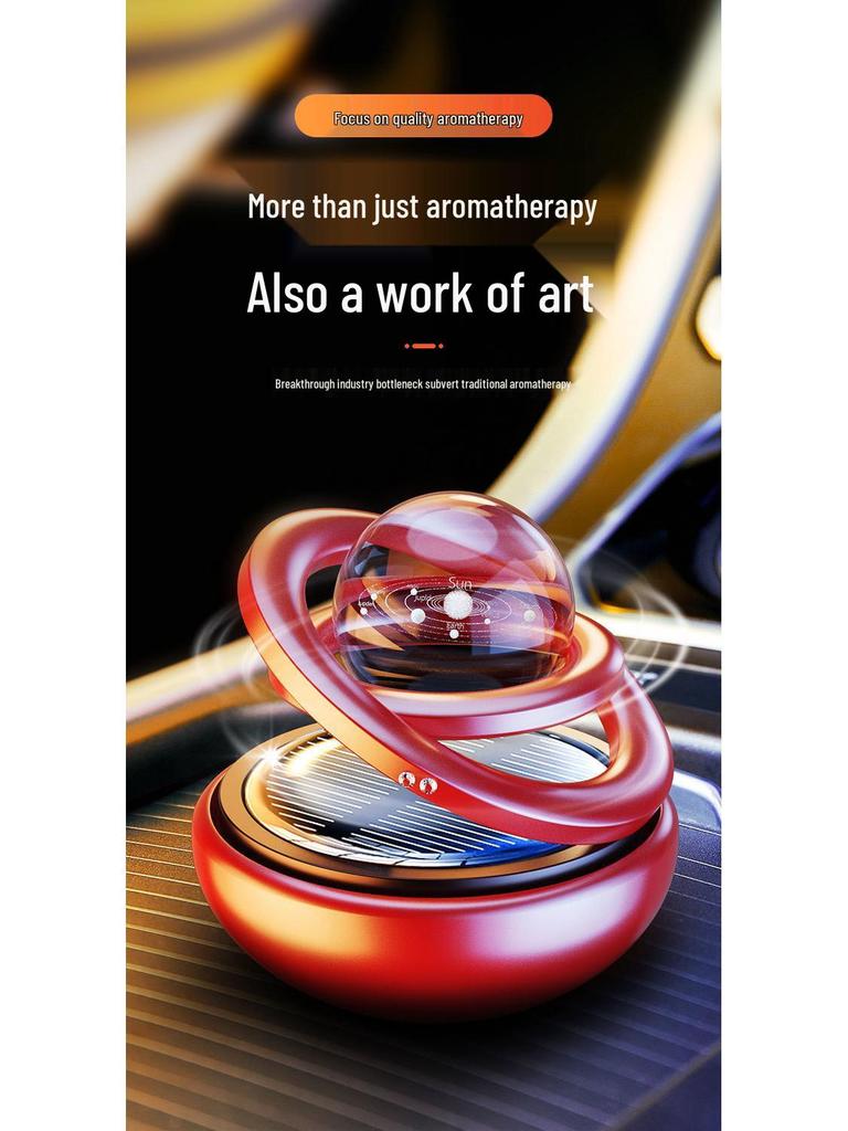 Solar-Powered Rotating Car Air Freshener with Aluminum Alloy and Aromatherapy Scent