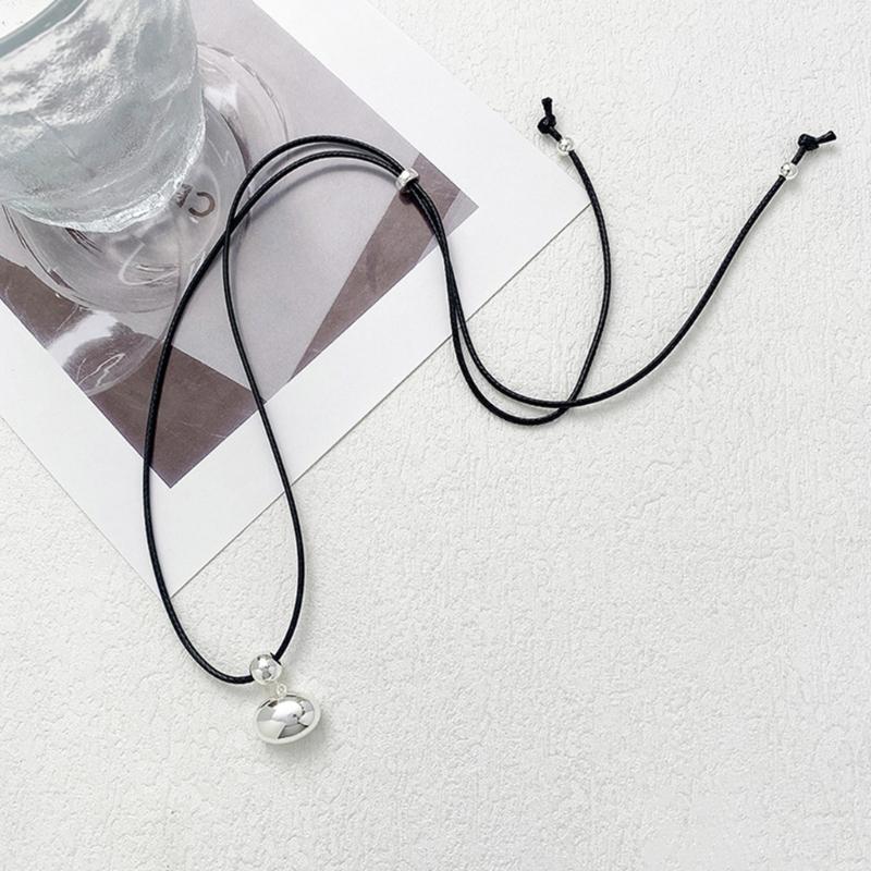 Y2k Bean Pendant Necklace Simple Drawstring Clavicle Chain Short Choker Necklaces for Women Girls 2023 Party Jewelry