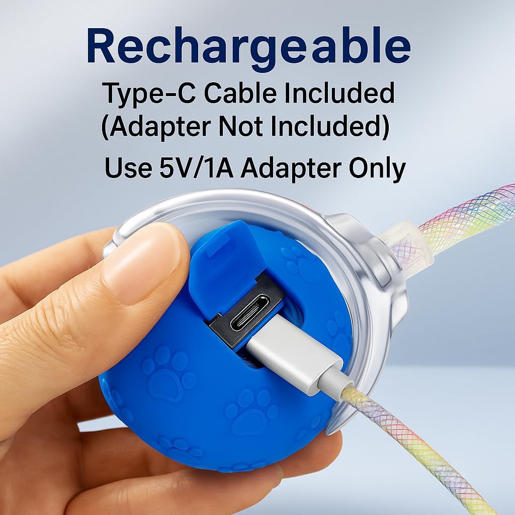 Interactive Cat Ball Toy, Automatic Self-Rolling, Motion-Activated, 3 Replaceable Teaser Wand Tails, Food-Grade TPU-Reinforced, Built-In Bluetooth