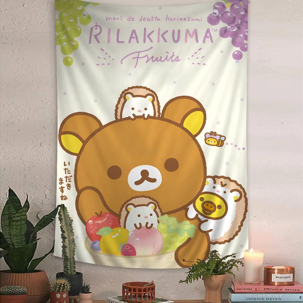 Japan Anime Cute Cartoon Rilakkuma Print Tapestry Bedroom Decoration Celebration Background Design Kawaii Anime Home Decoration