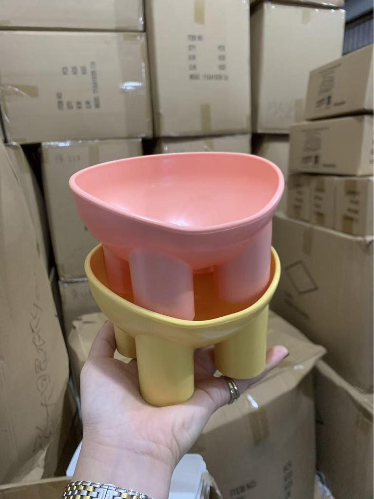 Pet Supplies Macaron Color Elephant Leg Bowl - Anti-Spill Slanted Mouth Cat Bowl with Neck Protection.