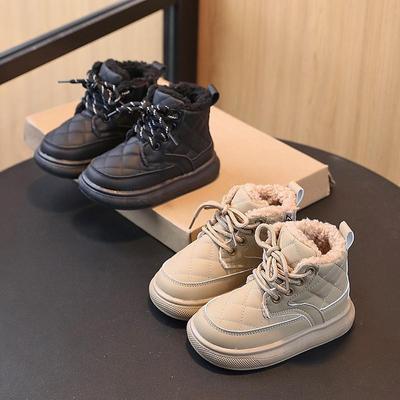 Children's Winter Velvet-Lined Snow Boots - Warm Cotton Short Boots for Boys & Girls