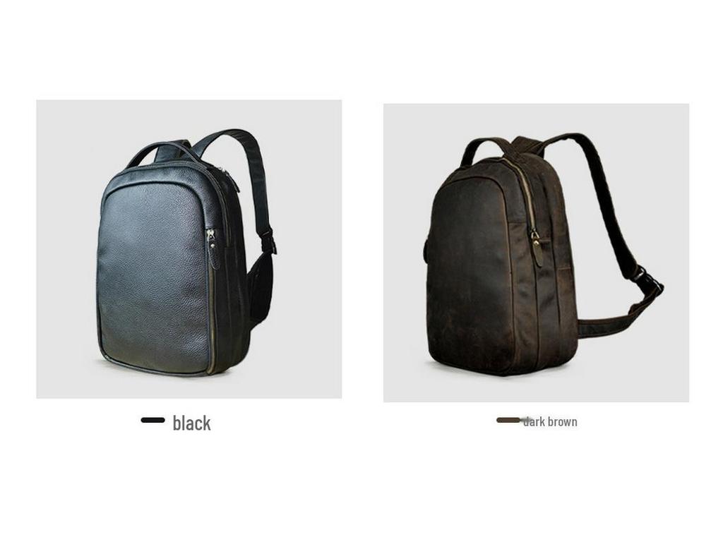 Crazy Horse Leather 14-Inch Retro Men's Backpack Laptop Bag