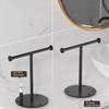 T-Shape Towels Bar Rack For Bathroom Vanity Countertop Black Carbon Steel Stable Free-Standing Towel Bar Vertical  Towel Holder