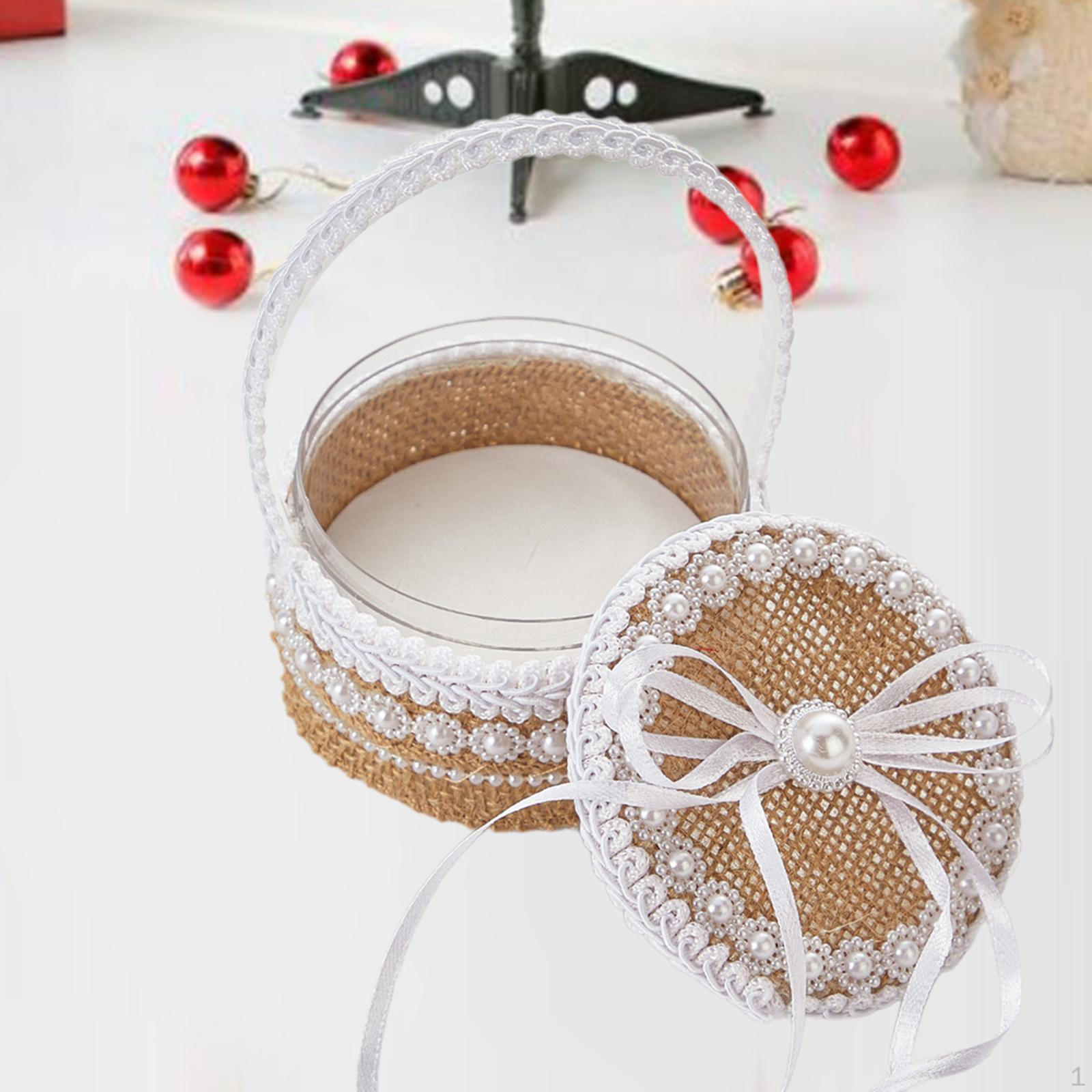 

Свадебная коробка для колец, переносная корзинка, джутовая корзина для девочки-цветочницы для невесты