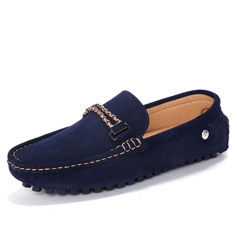 Men Loafers Moccasins Fashion Casual Suede Leather Shoes Men'S Blue Slip On Shoes Moccasins For Man Flats Leisure Summer Shoes