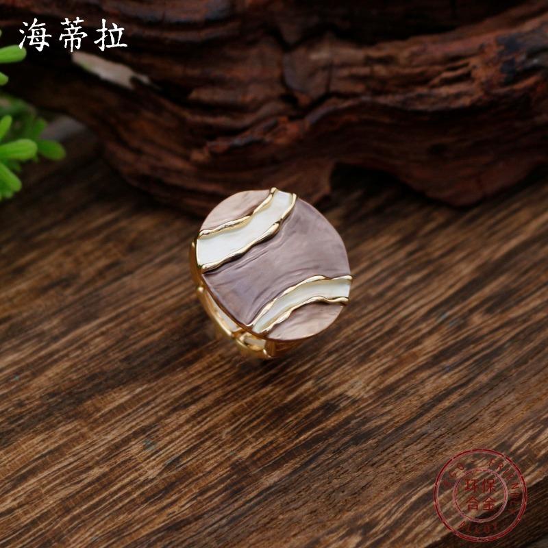 New Enamel Geometric Lines Round Elastic Bracelet Women's Simple High-end Round Ring