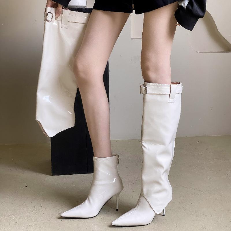 Pointed Toe Women High Boots Sexy High Heels Shoes Fashion Knee High Heeled Shoes Pumps  Winter New Woman Chelsea Botas