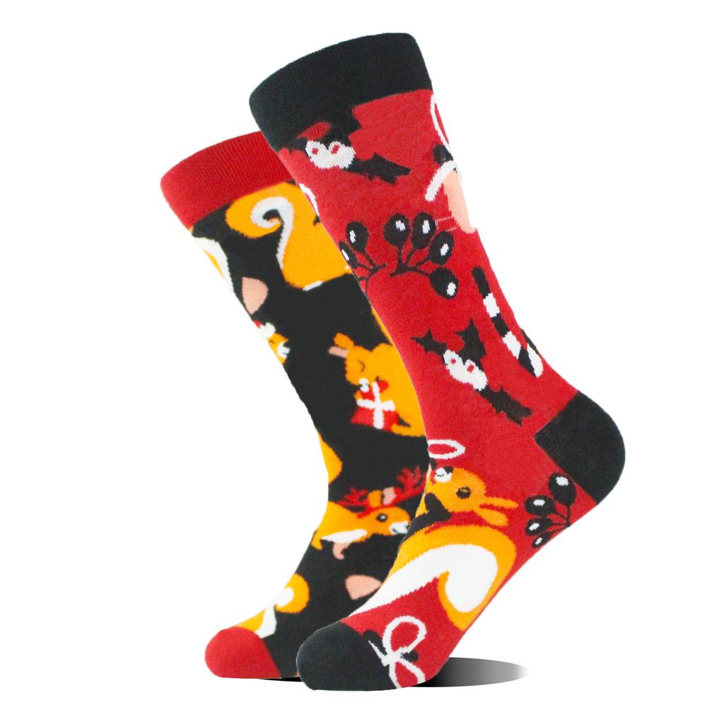 Chaussettes Nouvelle Mode Créatives Animal AB Asymétriques en Coton Personnalisées Populaires Street Jacquard Chaussettes Couple