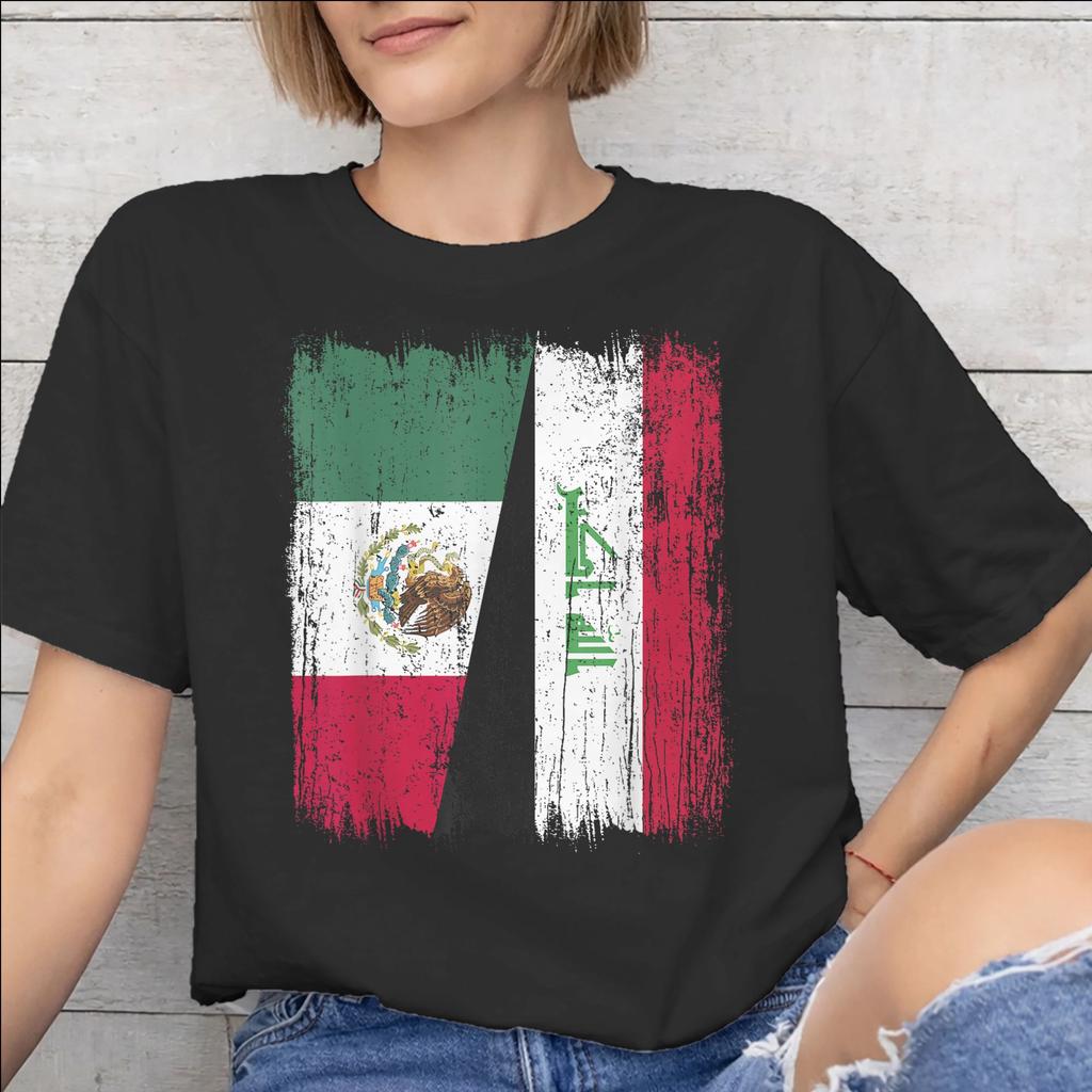 Iraq Flag Fashion T Shirts for Unisex Unisex Cotton Tee Shirt Clothing
