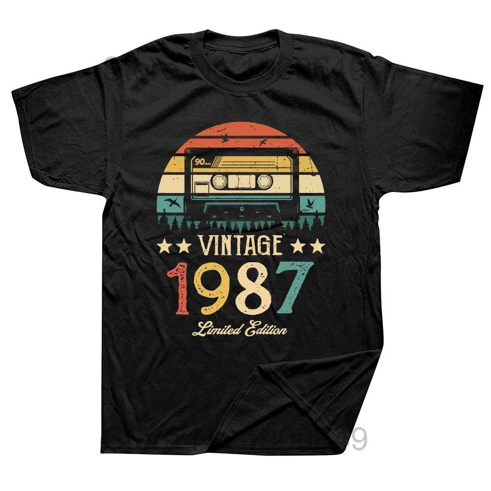 Vintage Made In 1987 Limited Edition 37 Years of Being Awesome T Shirts Summer Graphic Cotton Streetwear Birthday Gifts Tshirt