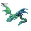 Desktop Fantasy Display Ornament 3D Printed Articulated Dragon Figurine with Adjustable Wings and Unique Eyes, Wing Toy Movable Joints Sculpture