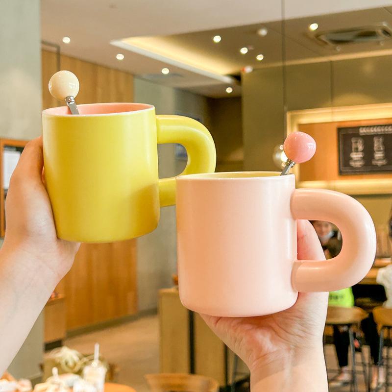Korean Mug Niche Design Sense Ceramic Cup for Girls' Office High value Coffee Milk Cup