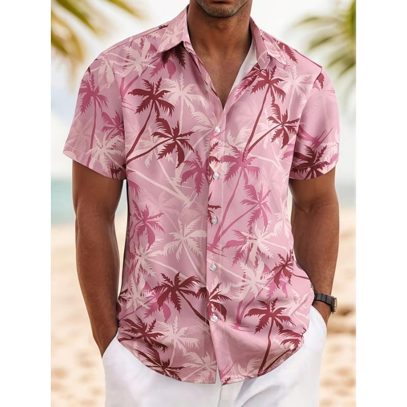 Nuova Camicia Hawaiana da Uomo con Stampa Palma Camicia Tropicale da Spiaggia Aloha Camicia Casual a Maniche Corte con Bottoni Camicie per Vacanze Estive