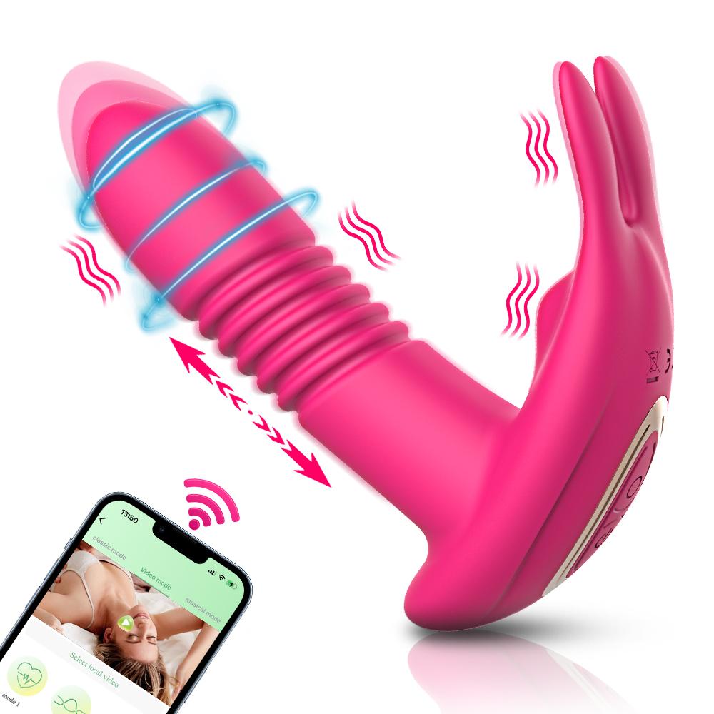 App Control Bluetooth vibrátor pro ženy Nositelný stimulátor klitorisu Teleskopické dildo Bod G Sexuální hračka pro ženy s masturbátorem