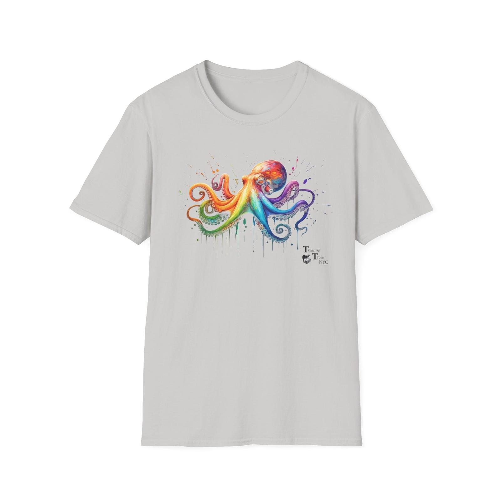 Psychedelic Rainbow Octopus for White T-shirt Design S разноцветный