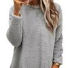 Stylish Women Fleece Shearling Jacket with Pocket Mid-length Thickened Solid Color Warm Winter Outwear Hoodie