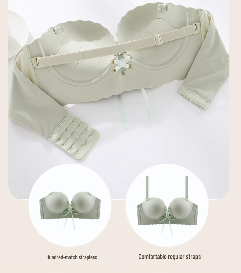 Women's Strapless Push-Up Bandeau Bra, Non-Slip, Seamless, for Small Busts