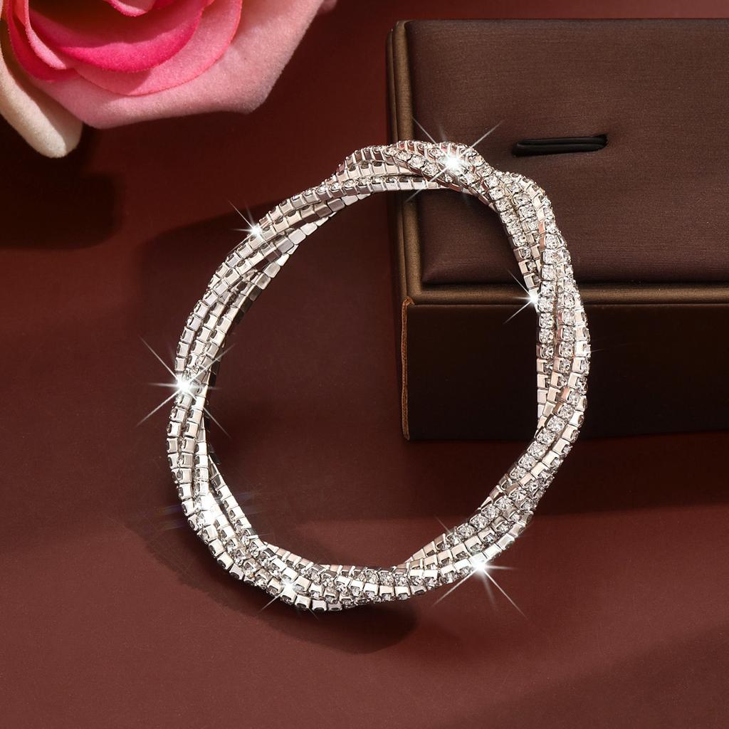 Voll Diamant Elastisches Armband Leichter Luxus Nische Exquisites Armband Umrundungsarmband Handseil Verdrehtes Armband Weiblich