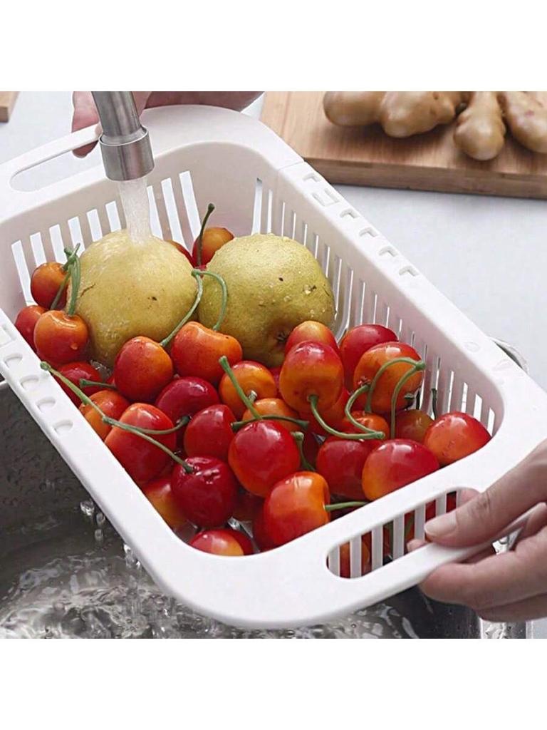 1 PC Retractable Kitchen Sink Drainage Basket, Adjustable Sink Drain Spoon, Filter Basket Above Sink, Vegetable and Fruit