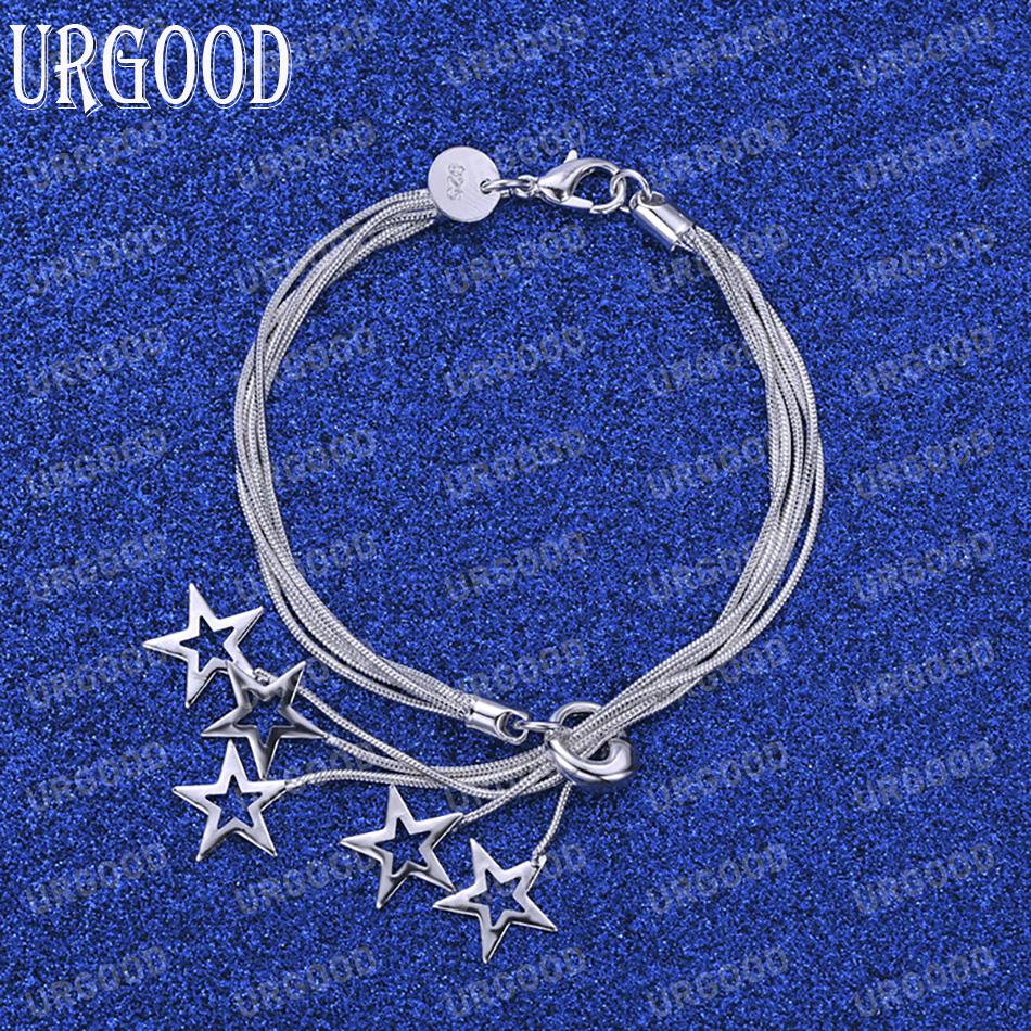 925 Sterling Silber Fünf Schlange Kette Stern Armband Mode Hochzeit Schmuck