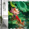 Summer Lotus Leaf Red Carp Shower Curtain, Bathroom Decorative Shower Curtain, Waterproof Shower Curtain with Hooks
