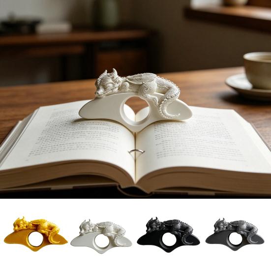 Clip de Marque-Page Dragon Dormant Imprimé en 3D, Support de Page Anneau de Lecture, Marque-Page Créatif pour le Doigt pour Lecteurs, Cadeau pour Amoureux des Livres