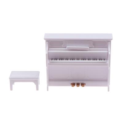 1:12 Puppenhaus Miniatur Weißes Klavier mit Musikhocker Puppenhaus Zubehör