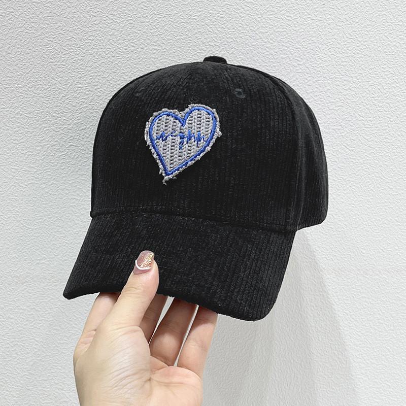 Corduroy Heart Baseball Cap With Sun Protection And Warmth For Casual Women