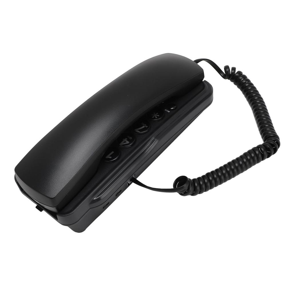 Wall Mount Phone Corded Volume Adjustable Ringer Redial Wall Telephone for Hotel Office Black